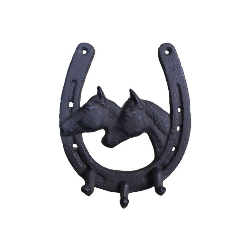 Horseshoe 3 Hooks Cast Iron Wall Hanging