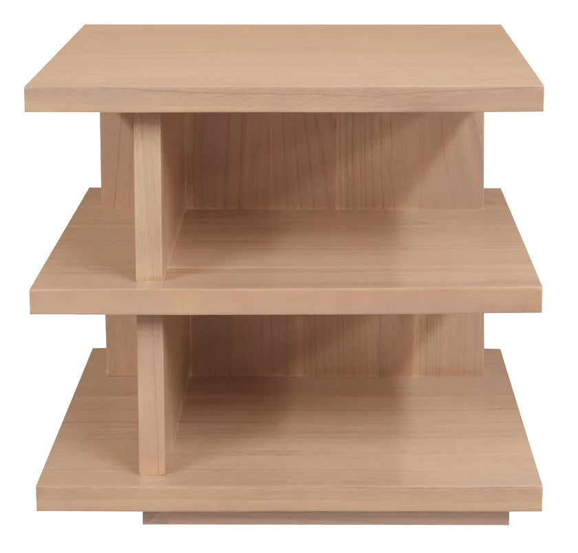 Hudson Large Square Lamp Table with Shelves - Natural - 50cms