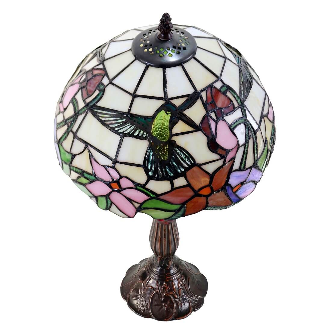 Hummingbird Tiffany Style Stained Glass Table Lamp