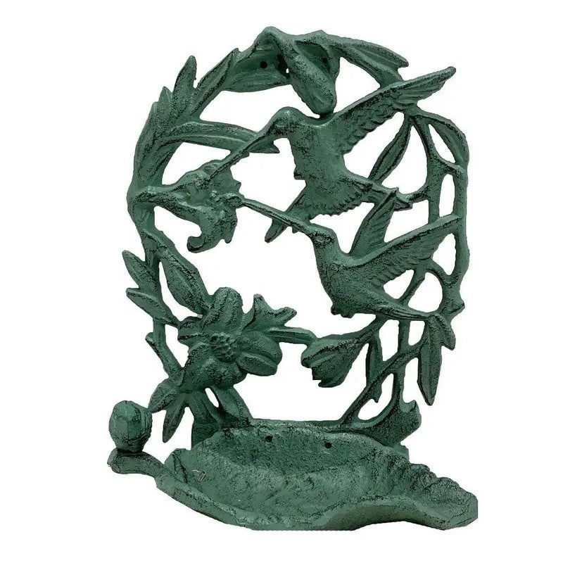 Hummingbirds Wall Hanging Cast Iron Bird Feeder - Verdigris