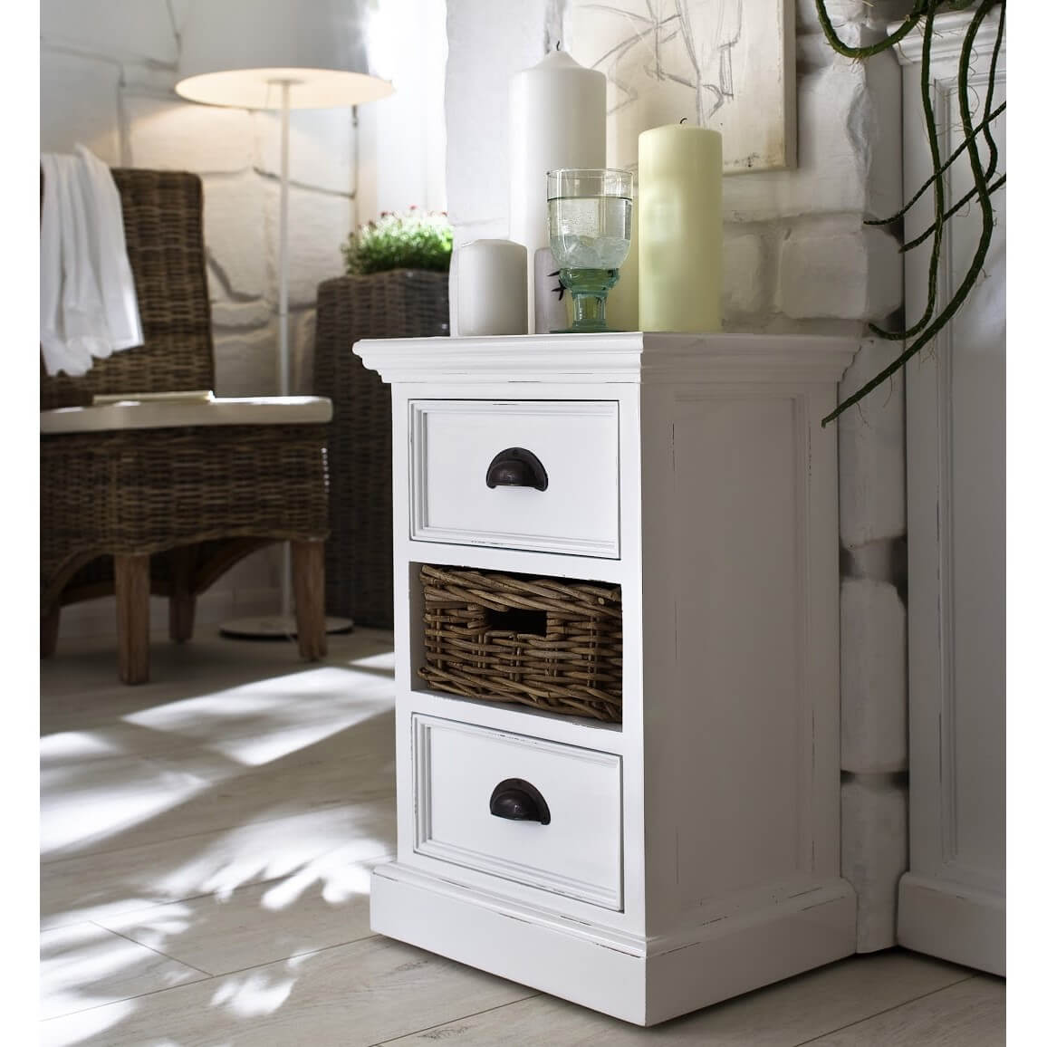 Iconic Bedside Storage Table 2 Drawers 1 Basket