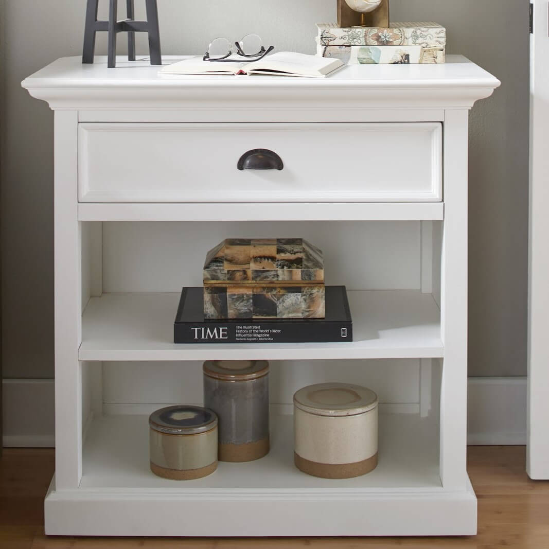 Iconic Bedside Table with 1 Drawer 2 Shelves 81cms