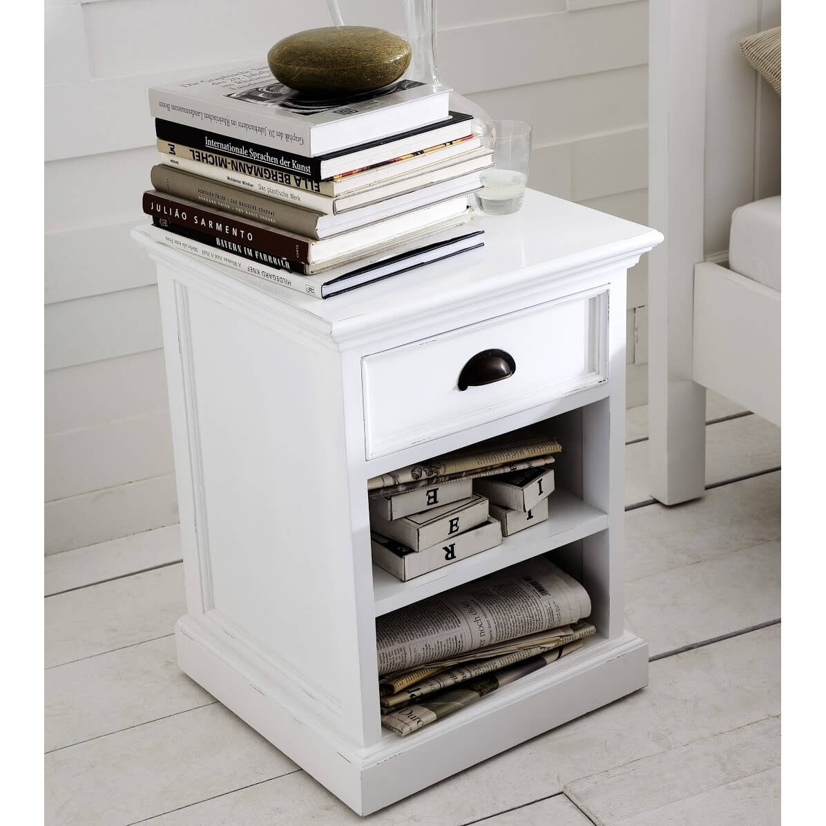 Iconic Bedside Table with 1 Drawer 2 Shelves 45cms