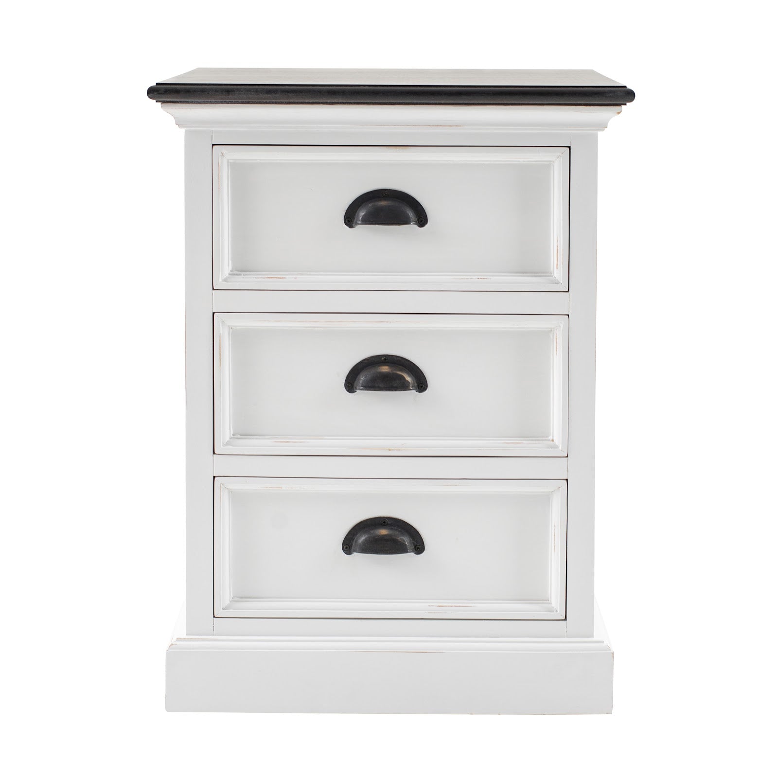 Iconic Cabinet 3 Drawers Bedside Table White W/ Brown Top