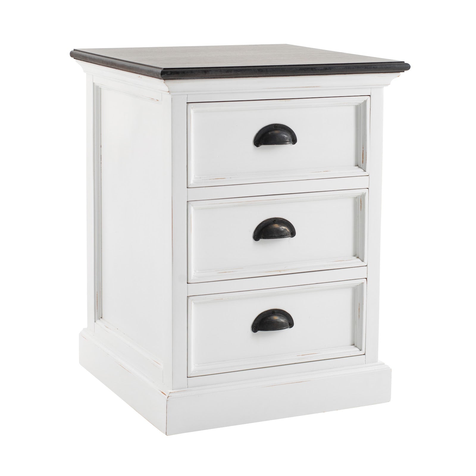 Iconic Cabinet 3 Drawers Bedside Table White W/ Brown Top