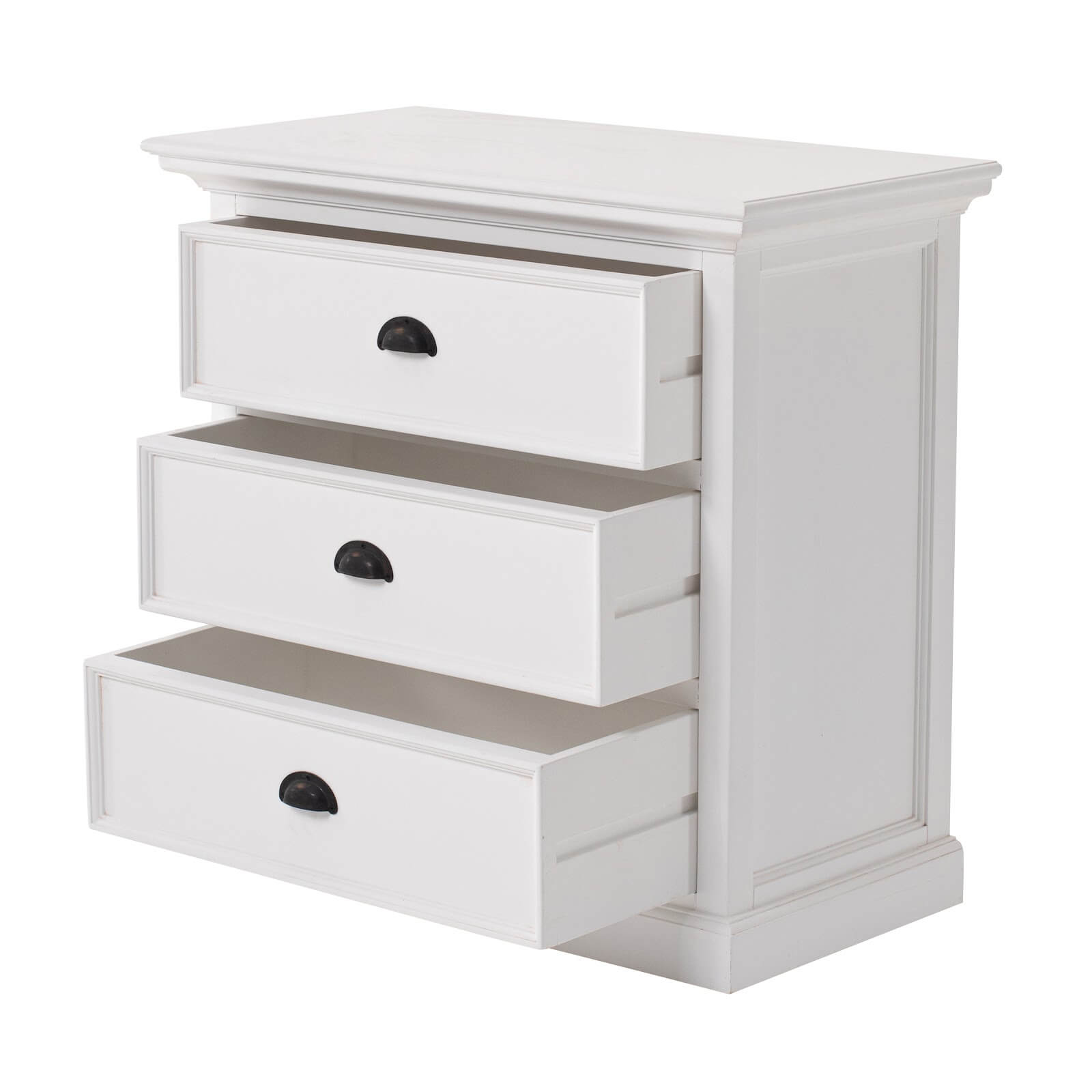 Iconic Cabinet 3 Drawers Bedside Table White 81cm Wide