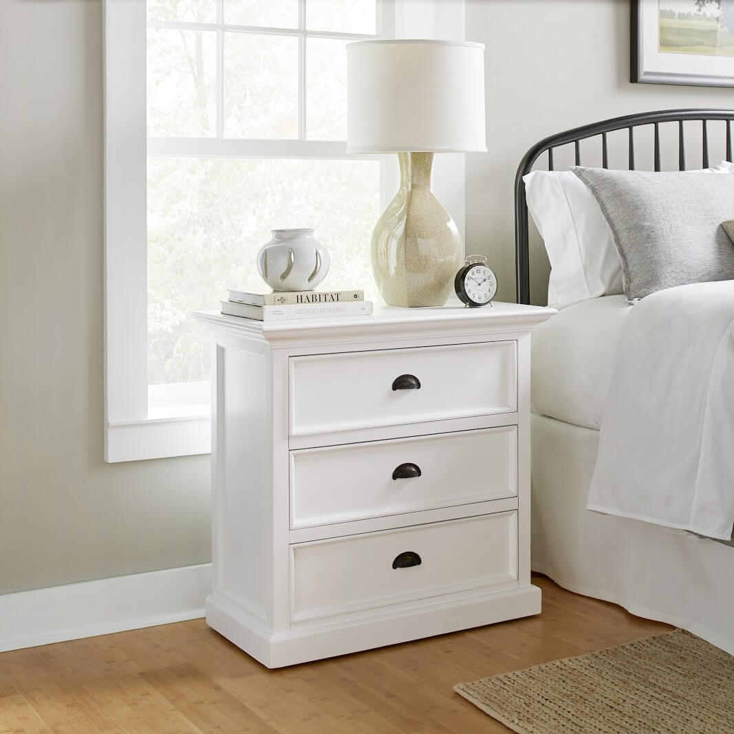 Iconic Cabinet 3 Drawers Bedside Table White 81cm Wide