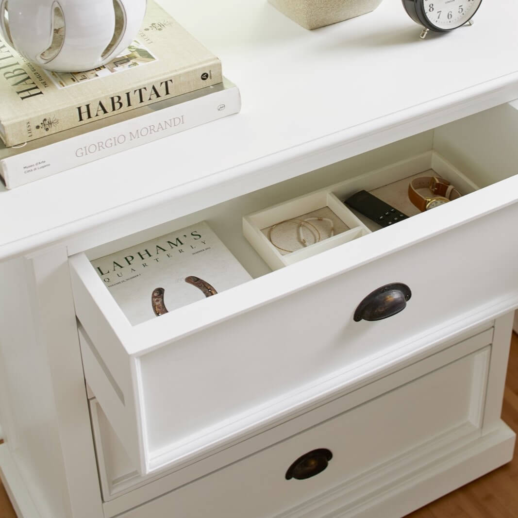 Iconic Cabinet 3 Drawers Bedside Table White 81cm Wide