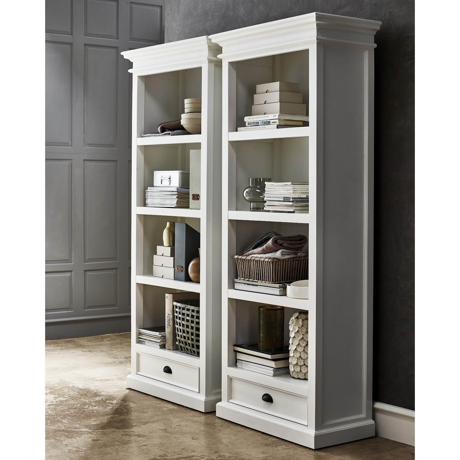 Iconic Hutch Bookcase 1 Drawer 4 Shelves White