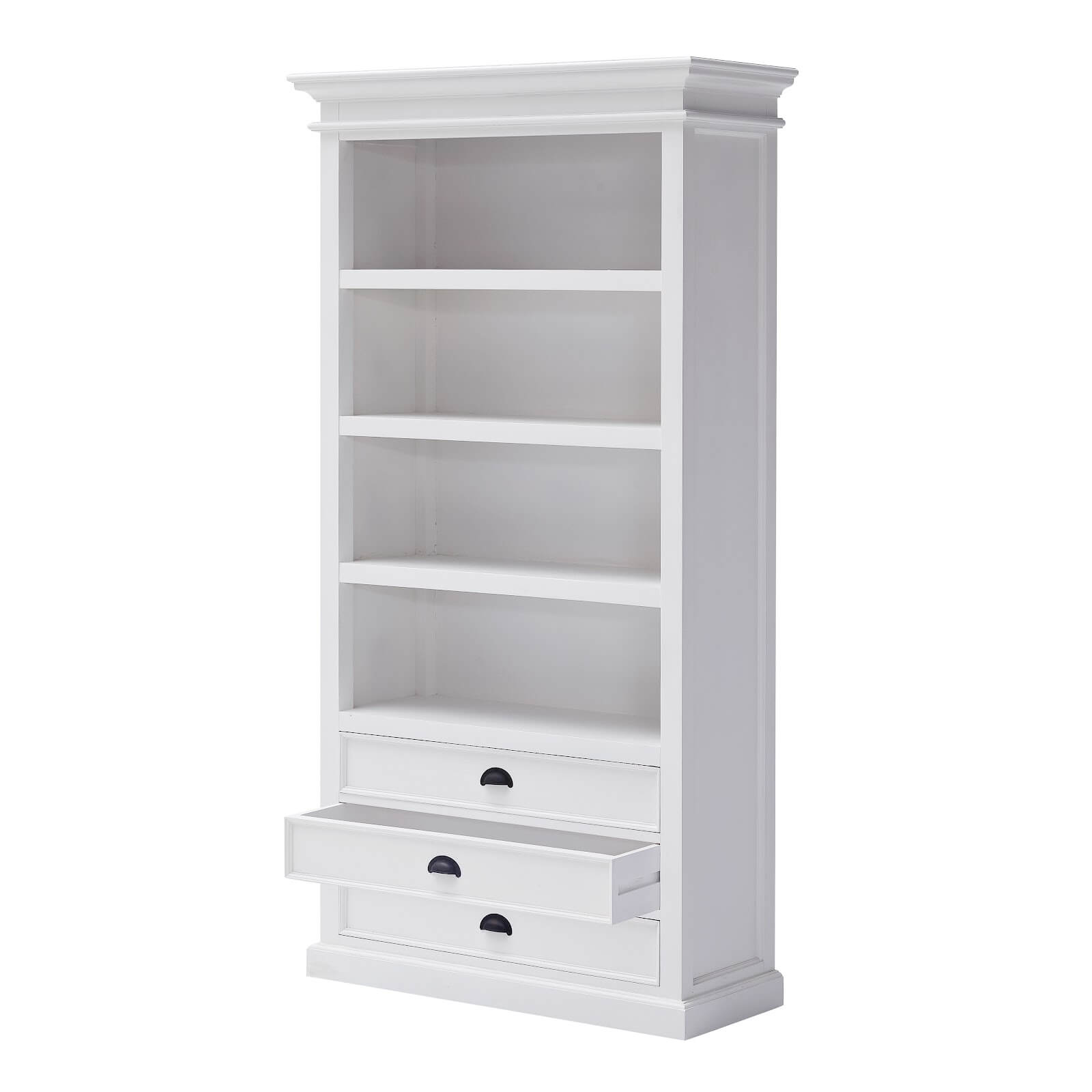 Iconic Hutch Bookcase 3 Drawers 4 Shelves White