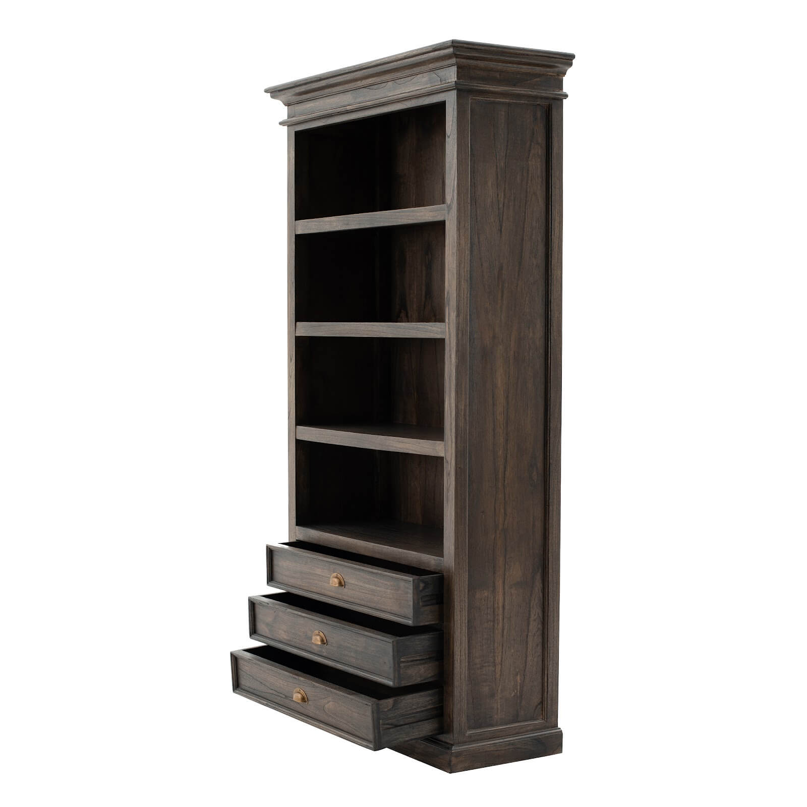 Iconic Hutch Bookcase 3 Drawers 4 Shelves - Black Wash