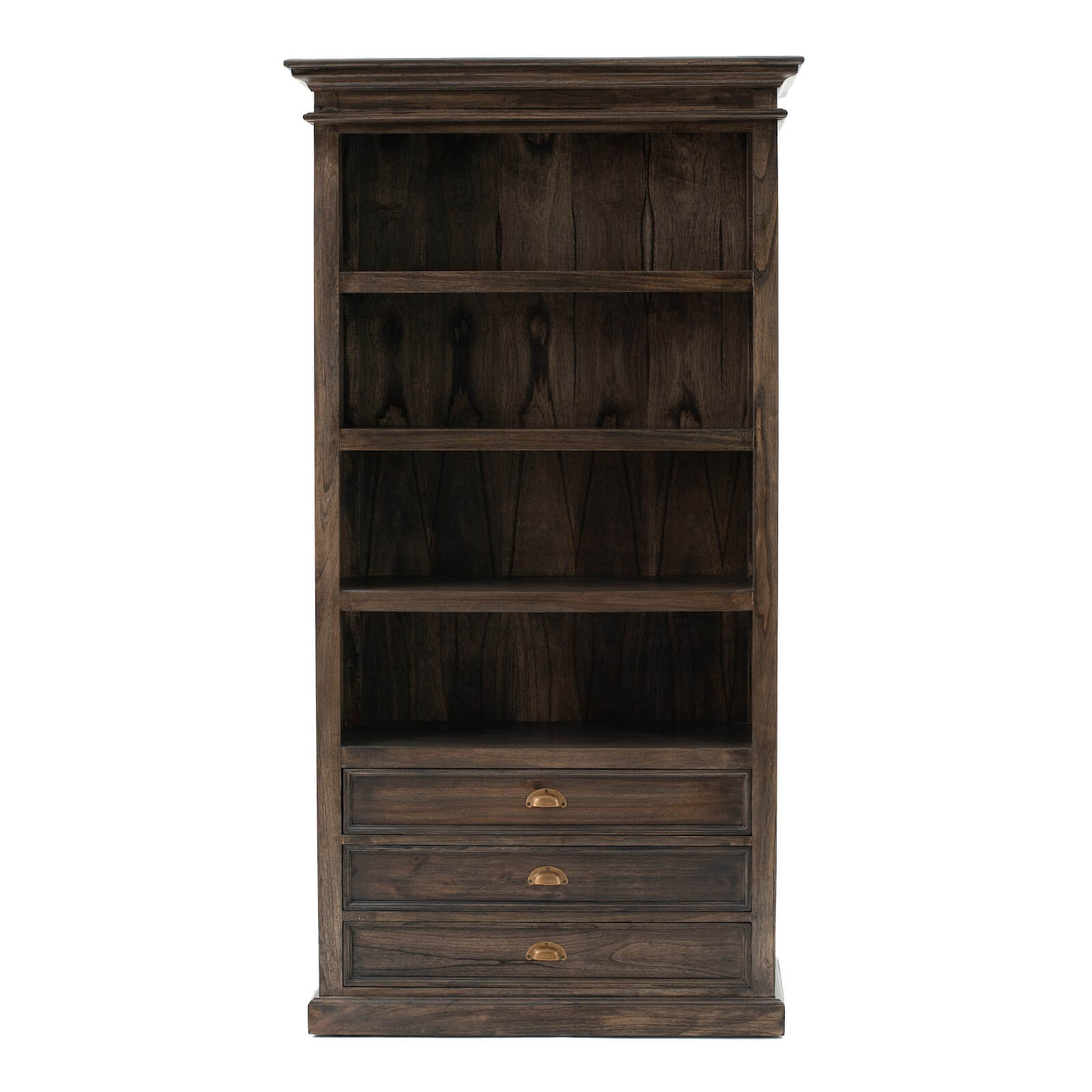 Iconic Hutch Bookcase 3 Drawers 4 Shelves - Black Wash