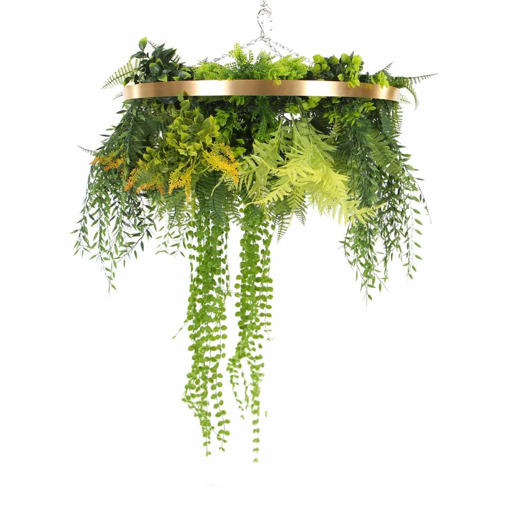 Imitation Gold Artificial Hanging Green Wall Disc 60cms