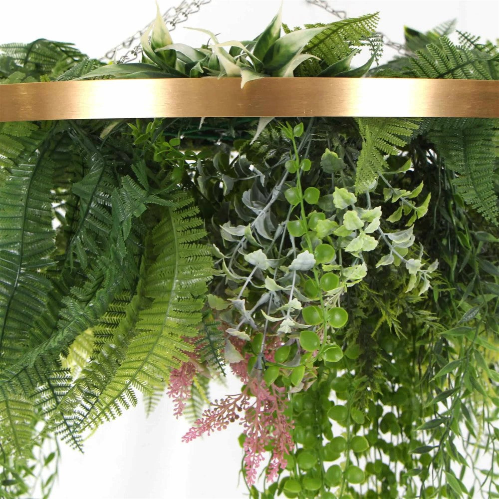 Imitation Gold Artificial Hanging Green Wall Disc 60cms