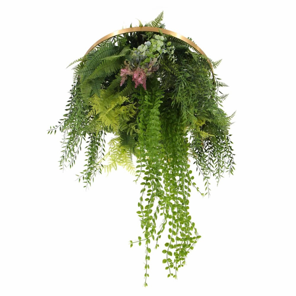 Imitation Gold Artificial Hanging Green Wall Disc 60cms