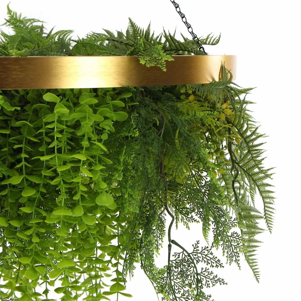 Imitation Gold Artificial Hanging Green Wall Disc 80cms