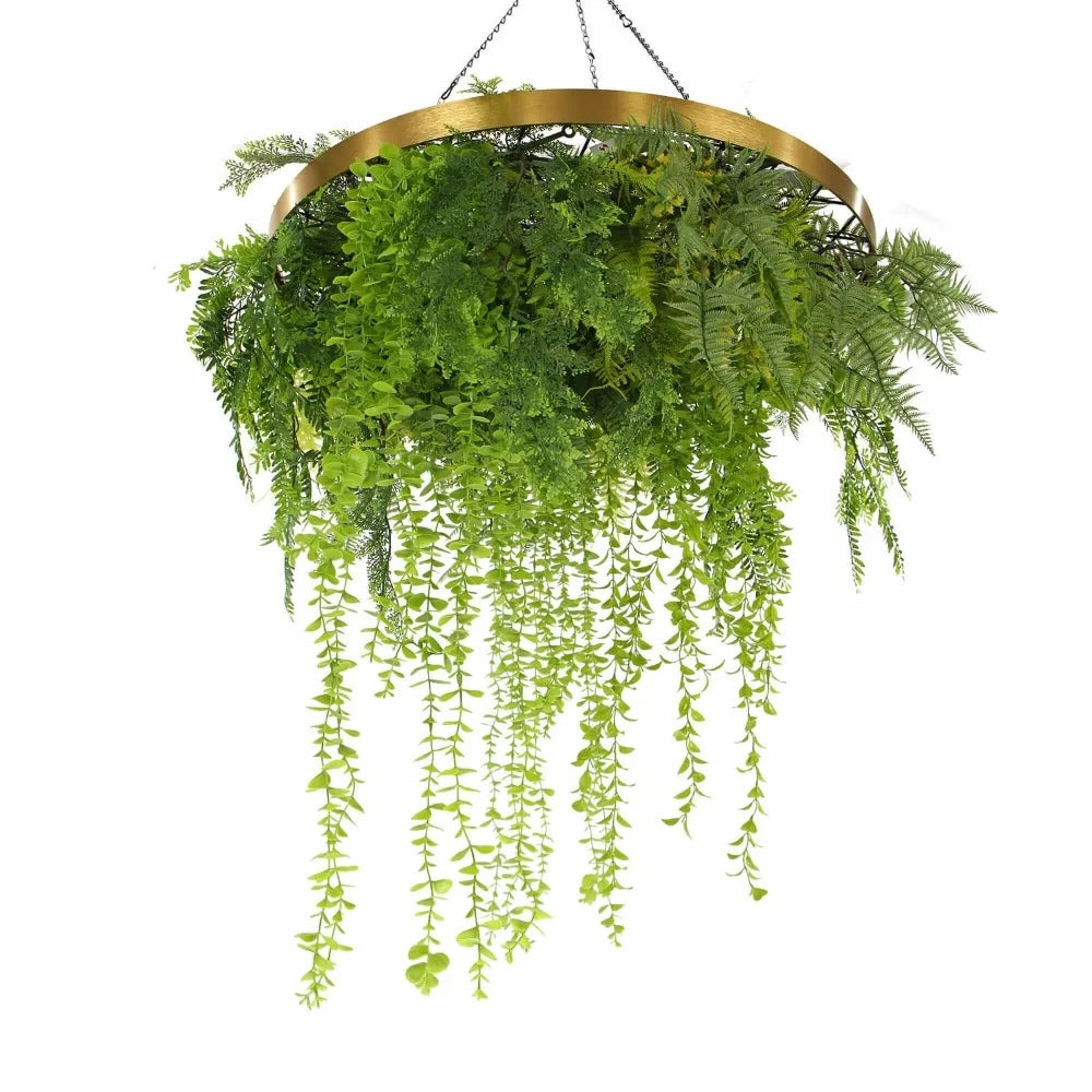 Imitation Gold Artificial Hanging Green Wall Disc 80cms