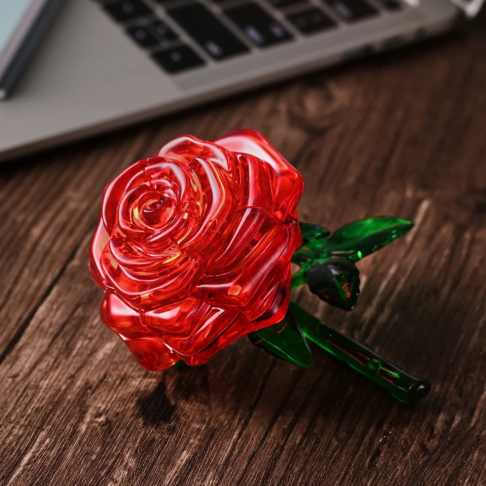 3D Crystal Puzzle - Red Rose