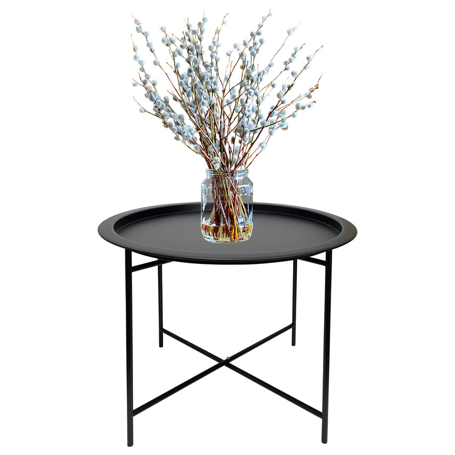 Industrial Edge Cross-Frame Round Side Table 47cms