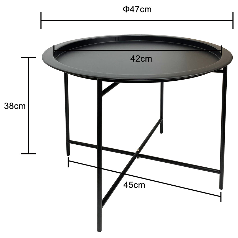 Industrial Edge Cross-Frame Round Side Table 47cms