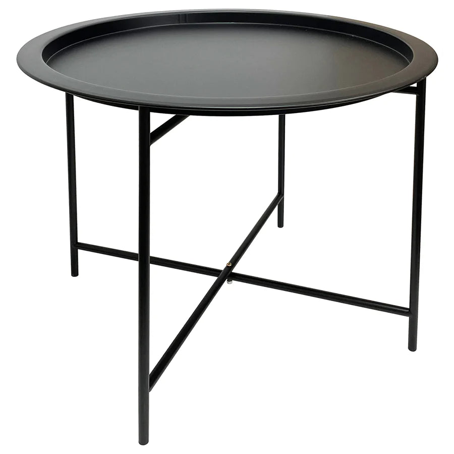 Industrial Edge Cross-Frame Round Side Table 47cms