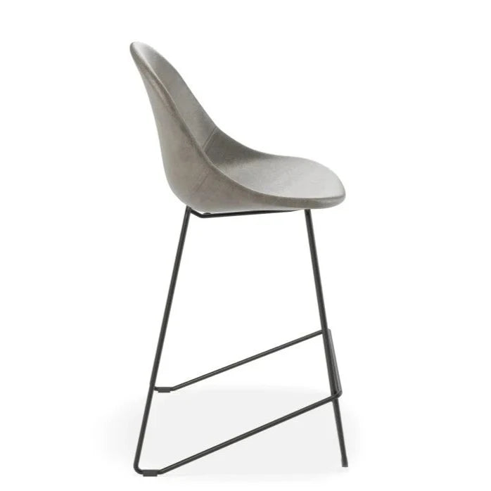 Metallic Comfort Black Base High Stool - Grey (Available in 2 Sizes)