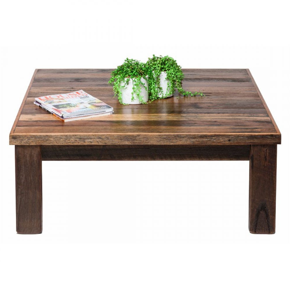 Industrial Reclaimed Wooden Coffee Table - Blonde Matt