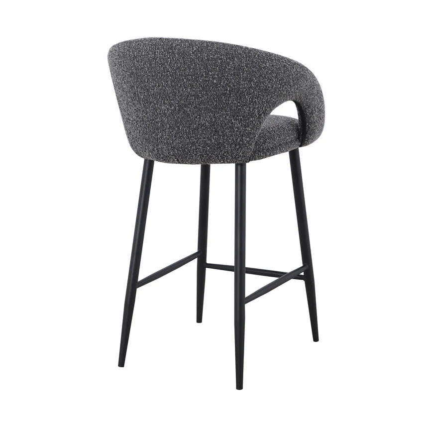 Industrial Style Bar Stool - Anthracite Grey Boucle (Set of 2)