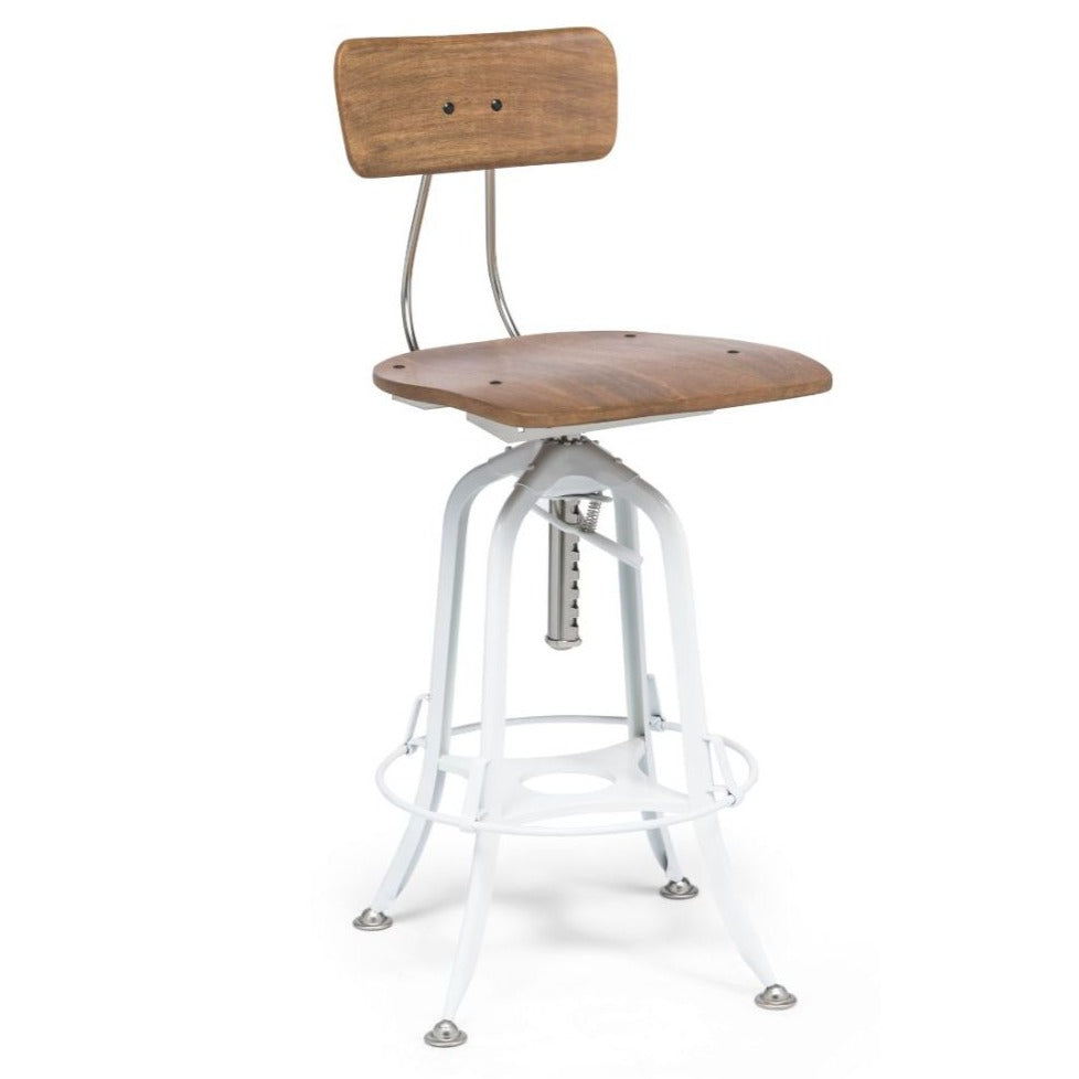 Industrial Swivel Height Adjustable Wood Bar Stool - Brown