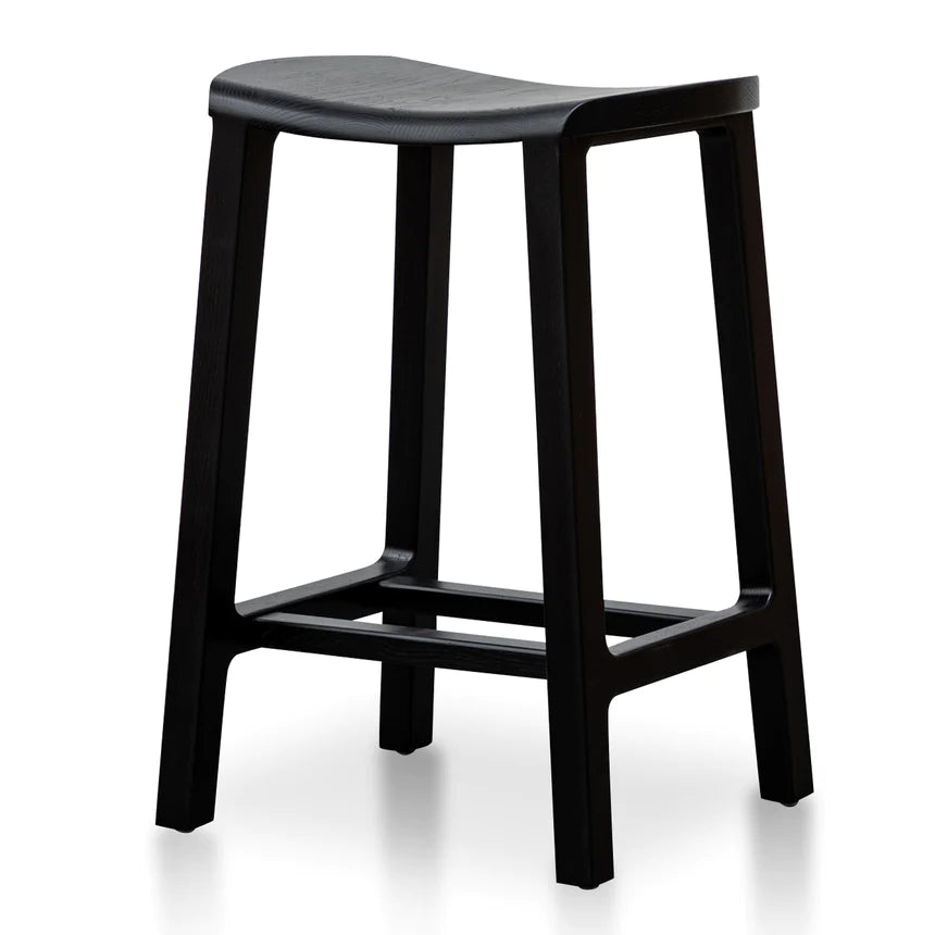 Industrial Wooden Bar Stool - Black