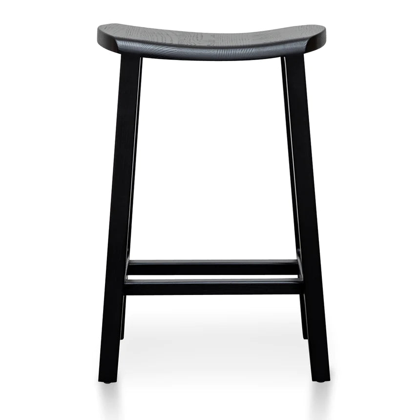 Industrial Wooden Bar Stool - Black