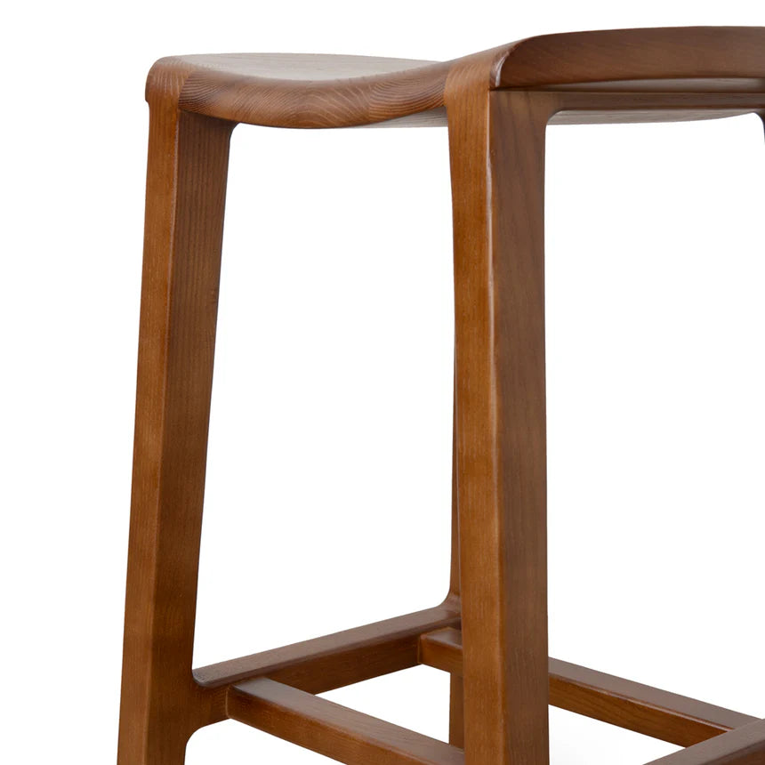 Industrial Wooden Bar Stool - Walnut