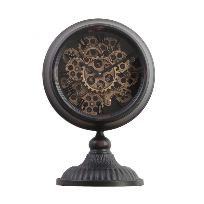 Ingraham Round Exposed Gear Movement Clock - Black