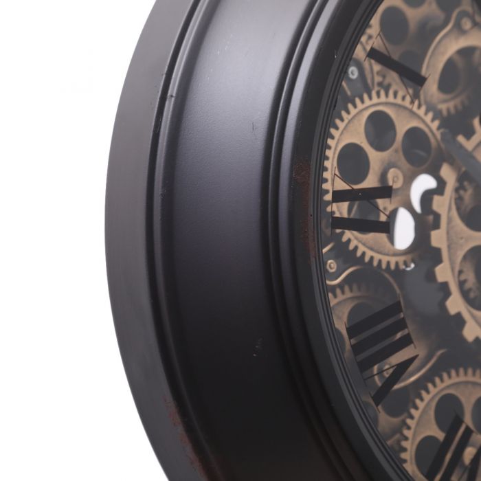 Ingraham Round Exposed Gear Movement Clock - Black