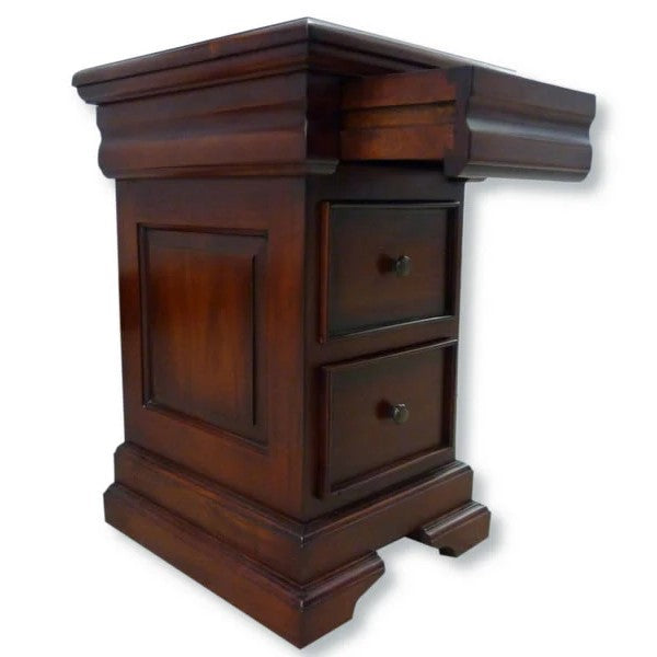 Innovative Hidden Drawer Bedside Cabinet - Rose Mahogany