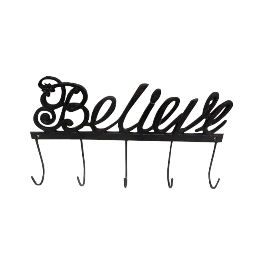 Inspiring Cast Iron Coat Hook Hanger - Believe