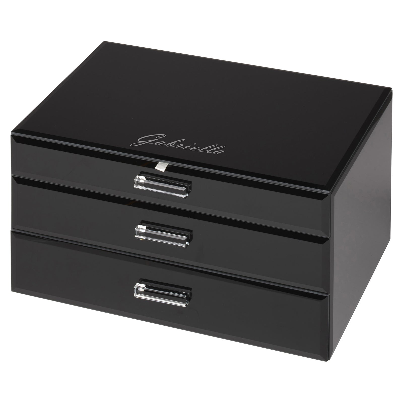 Personalised Isabella 3 Tiers Jewellery Box Extra Large Black