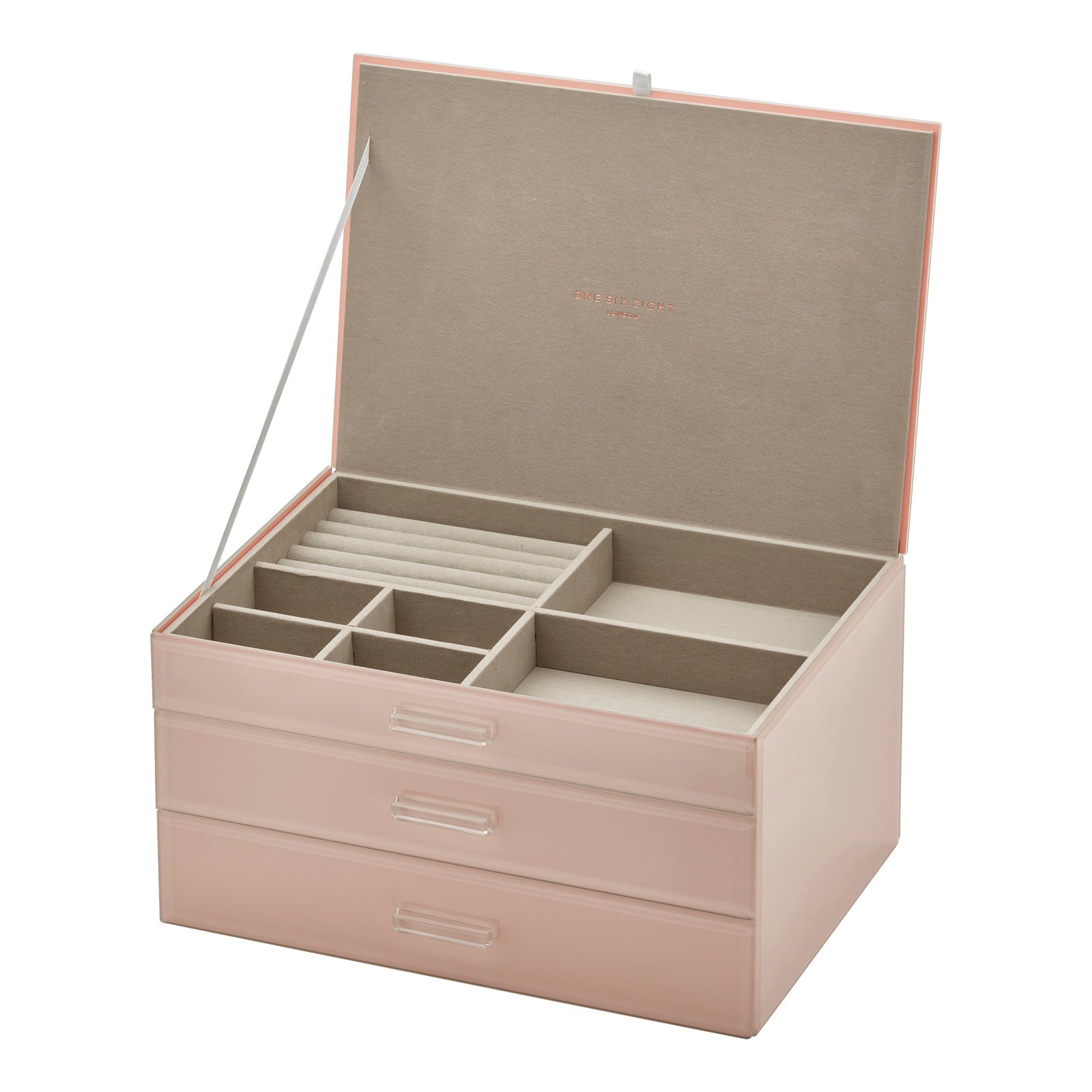 Personalised Isabella 3 Tiers Jewellery Box Extra Large Blush