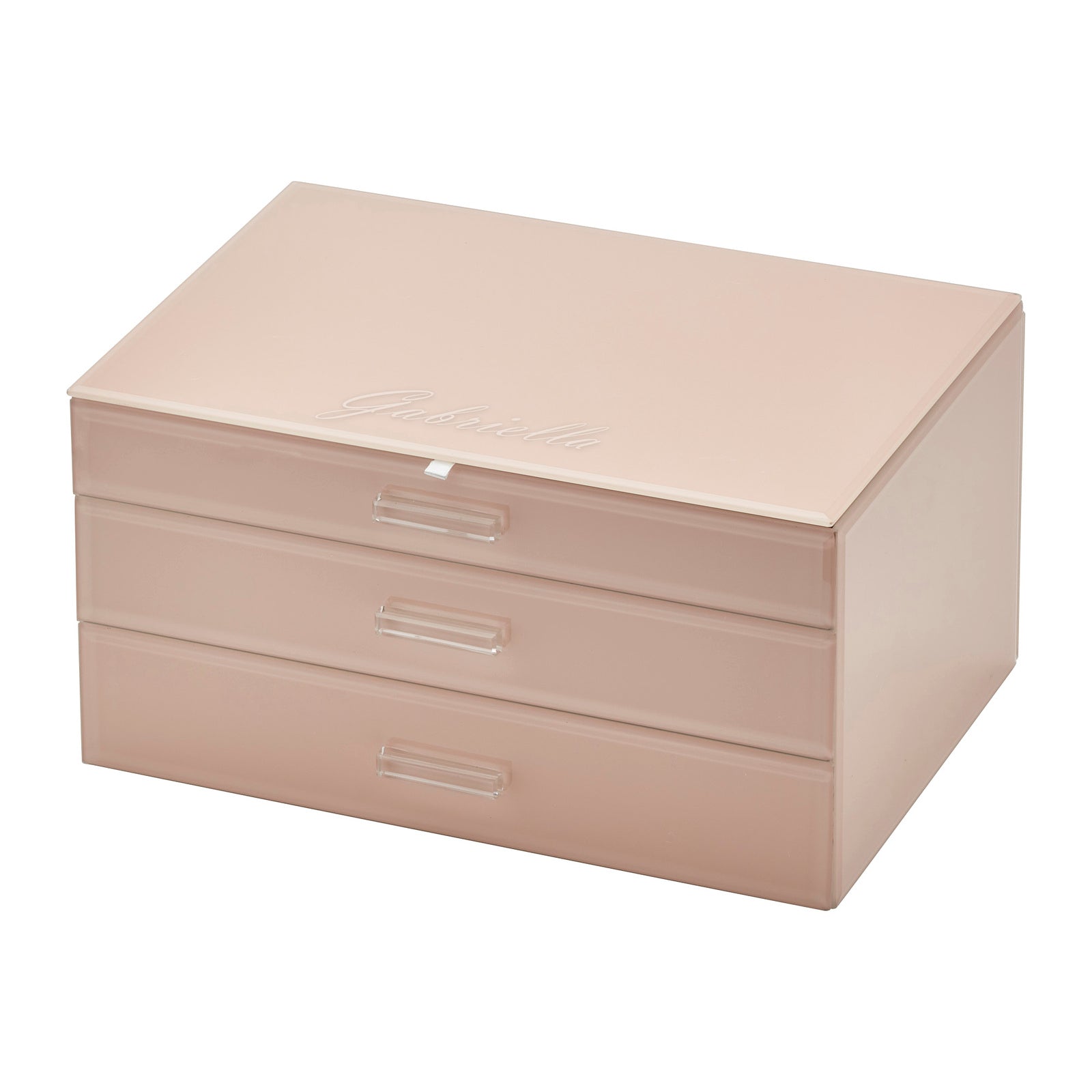 Personalised Isabella 3 Tiers Jewellery Box Extra Large Blush