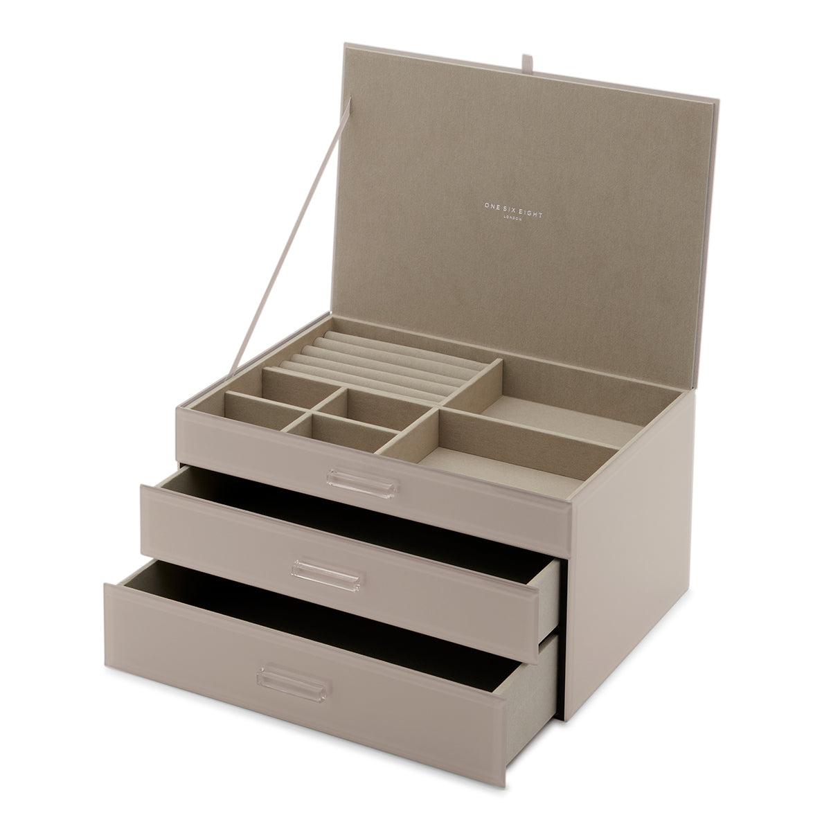 Personalised Isabella 3 Tiers Jewellery Box Extra Large Cool Grey