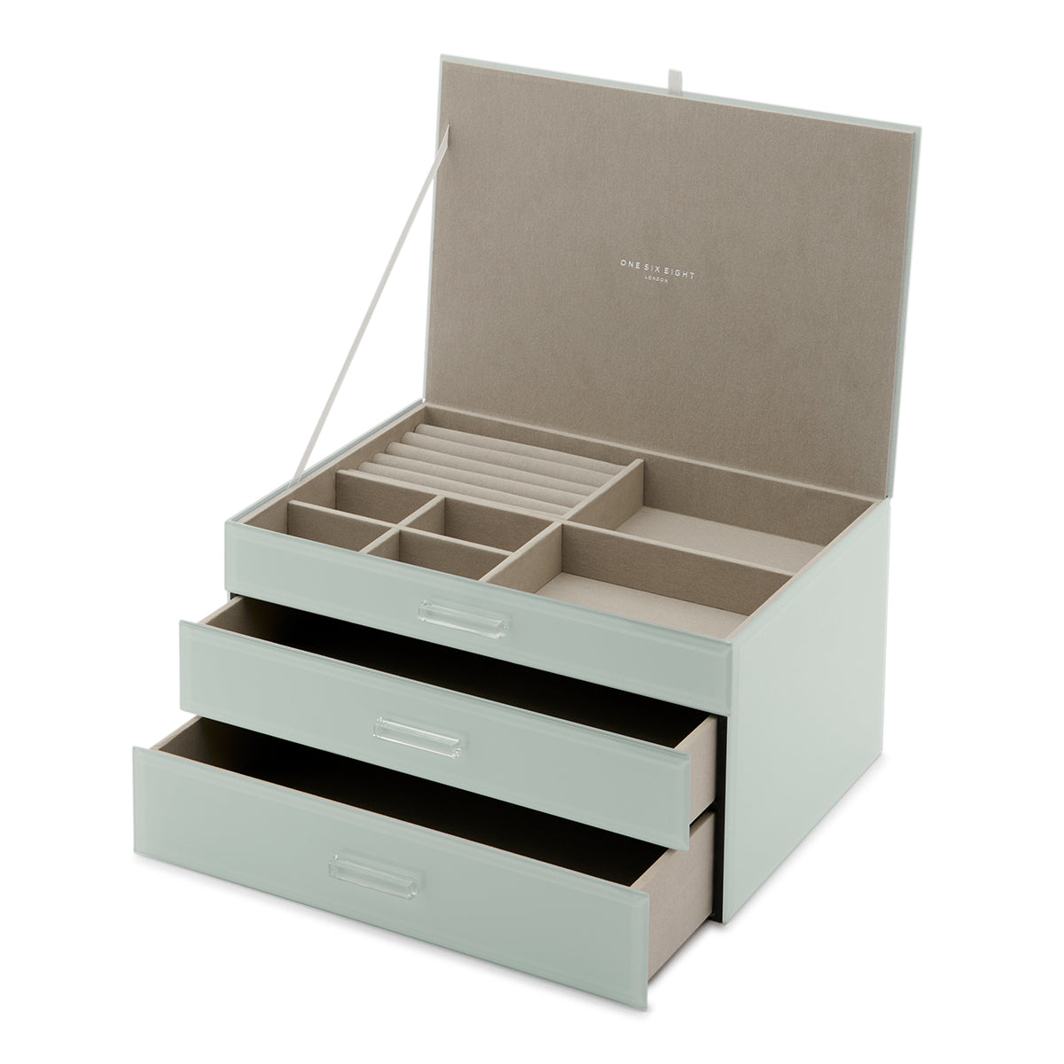 Personalised Isabella 3 Tiers Jewellery Box Extra Large Mint