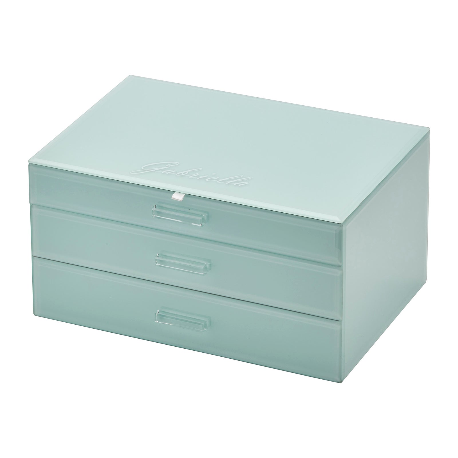 Personalised Isabella 3 Tiers Jewellery Box Extra Large Mint