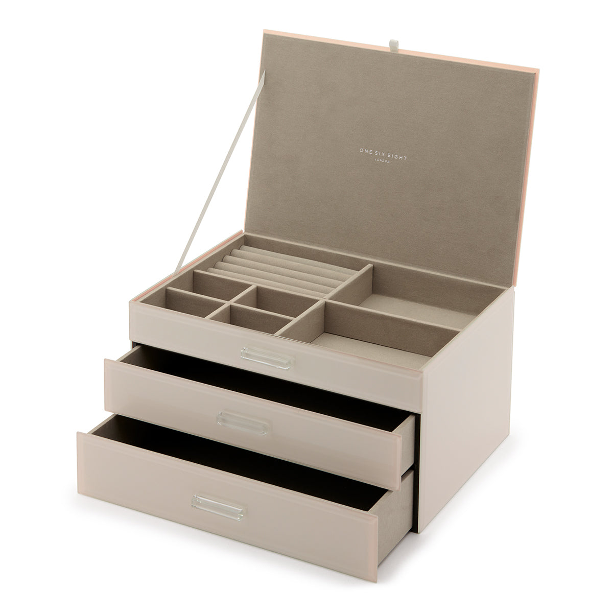 Personalised Isabella 3 Tiers Jewellery Box Extra Large Nude