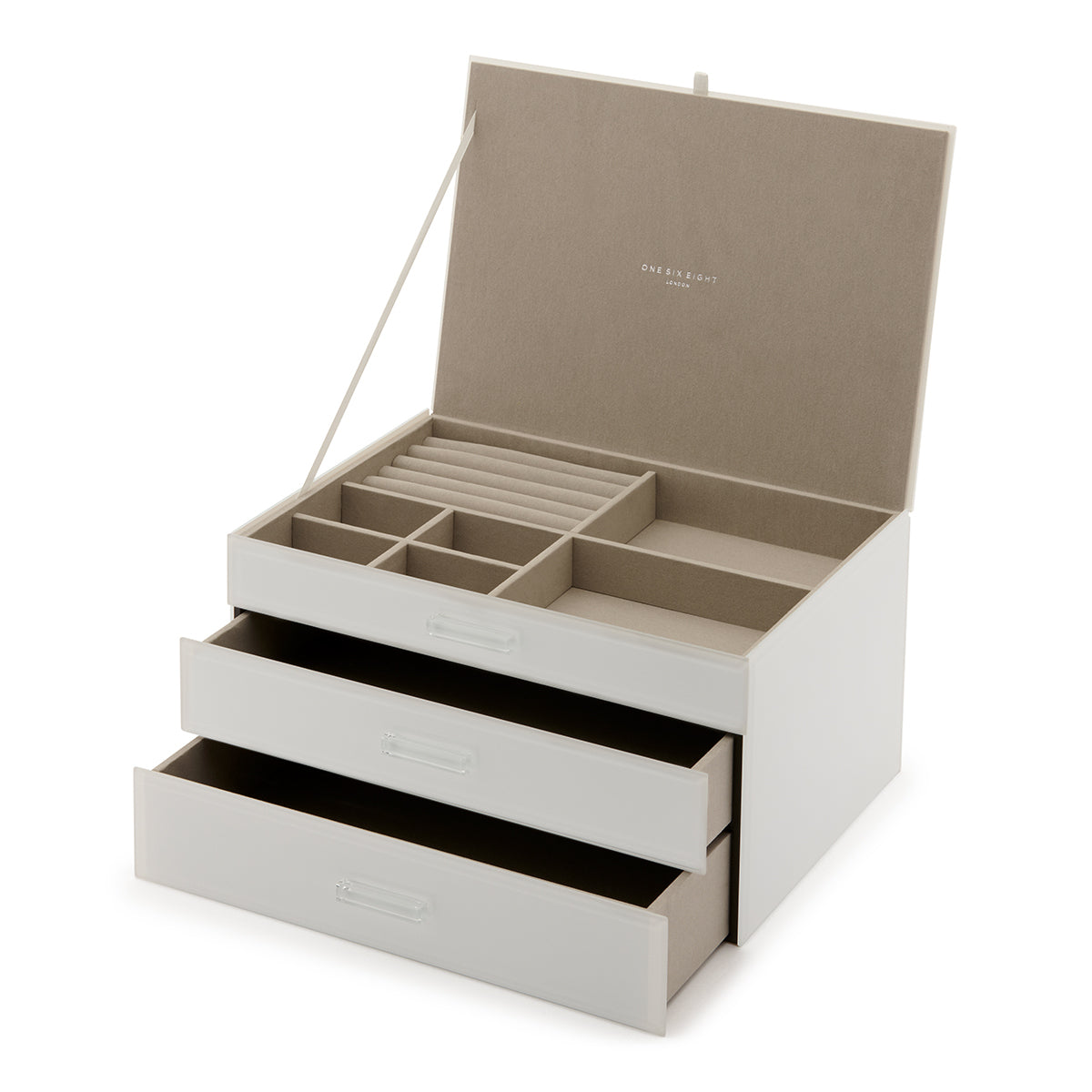 Personalised Isabella 3 Tiers Jewellery Box Extra Large White