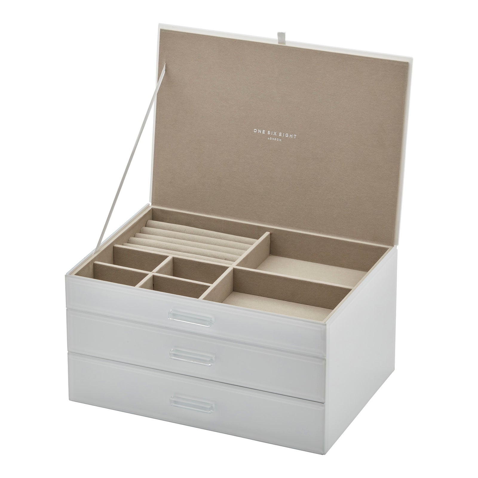 Personalised Isabella 3 Tiers Jewellery Box Extra Large White