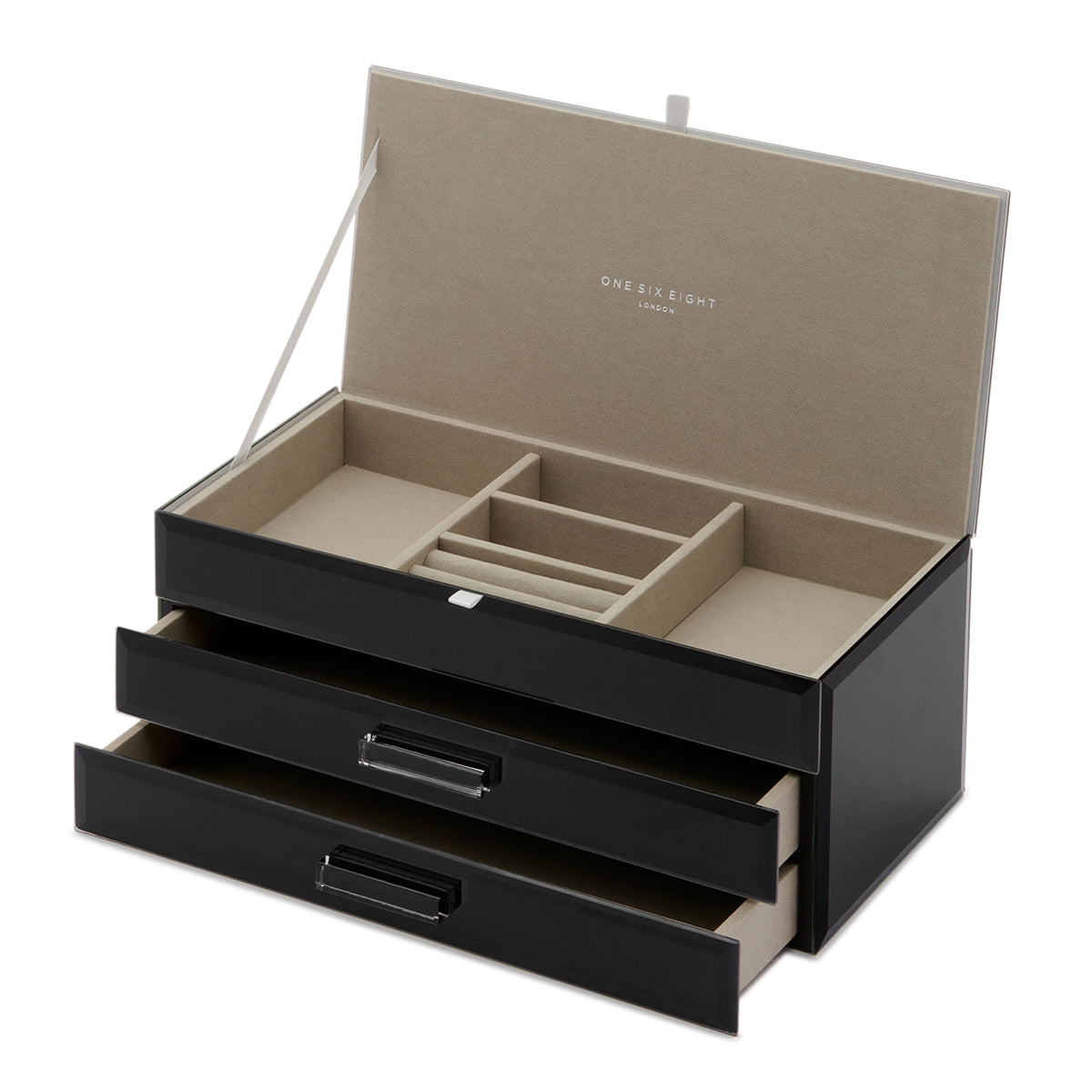 Personalised Isabella 3 Tiers Jewellery Box Large Black