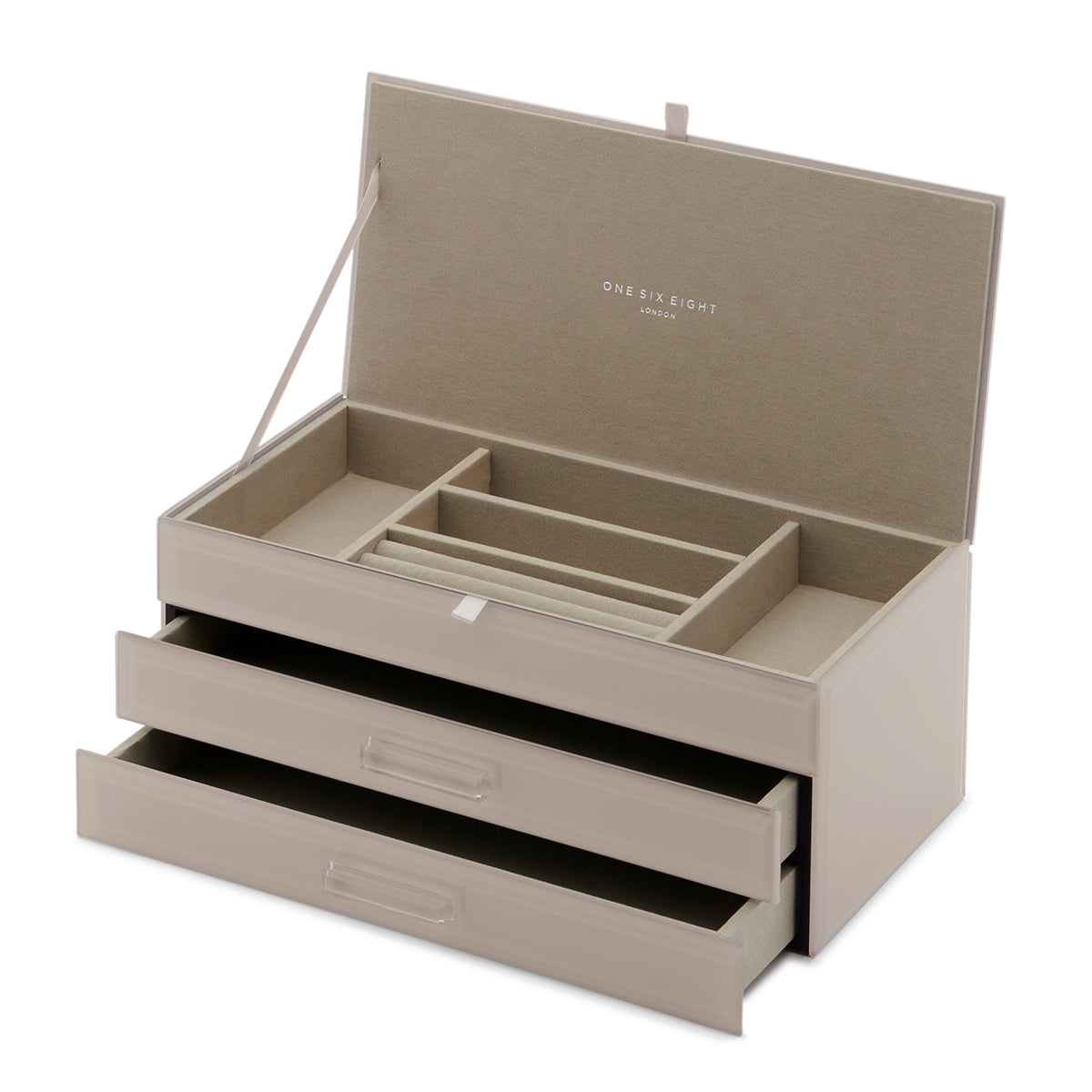 Personalised Isabella 3 Tiers Jewellery Box Large Cool Grey