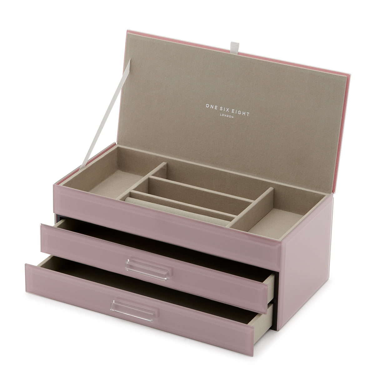 Personalised Isabella 3 Tiers Jewellery Box Large Dusty Rose