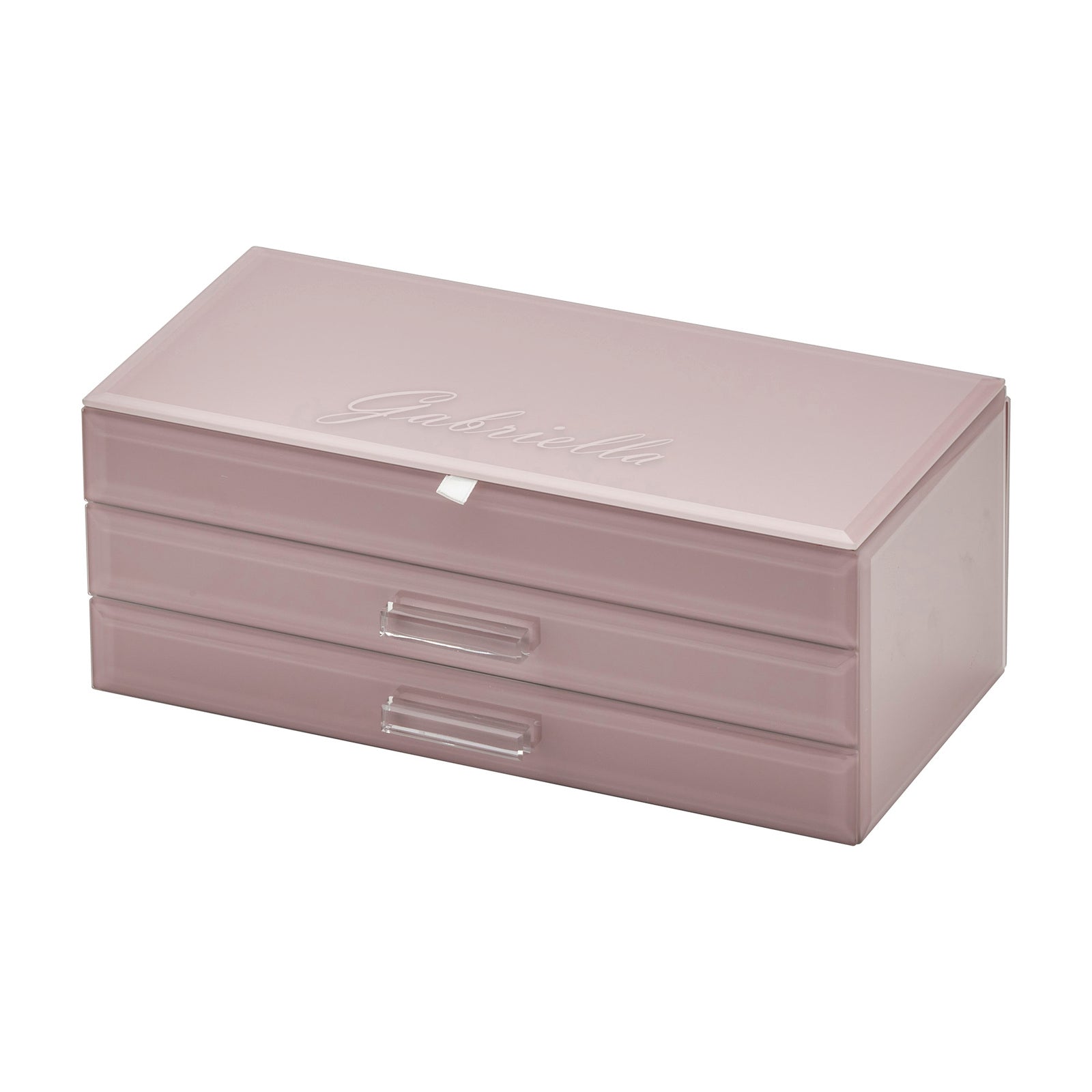 Personalised Isabella 3 Tiers Jewellery Box Large Dusty Rose