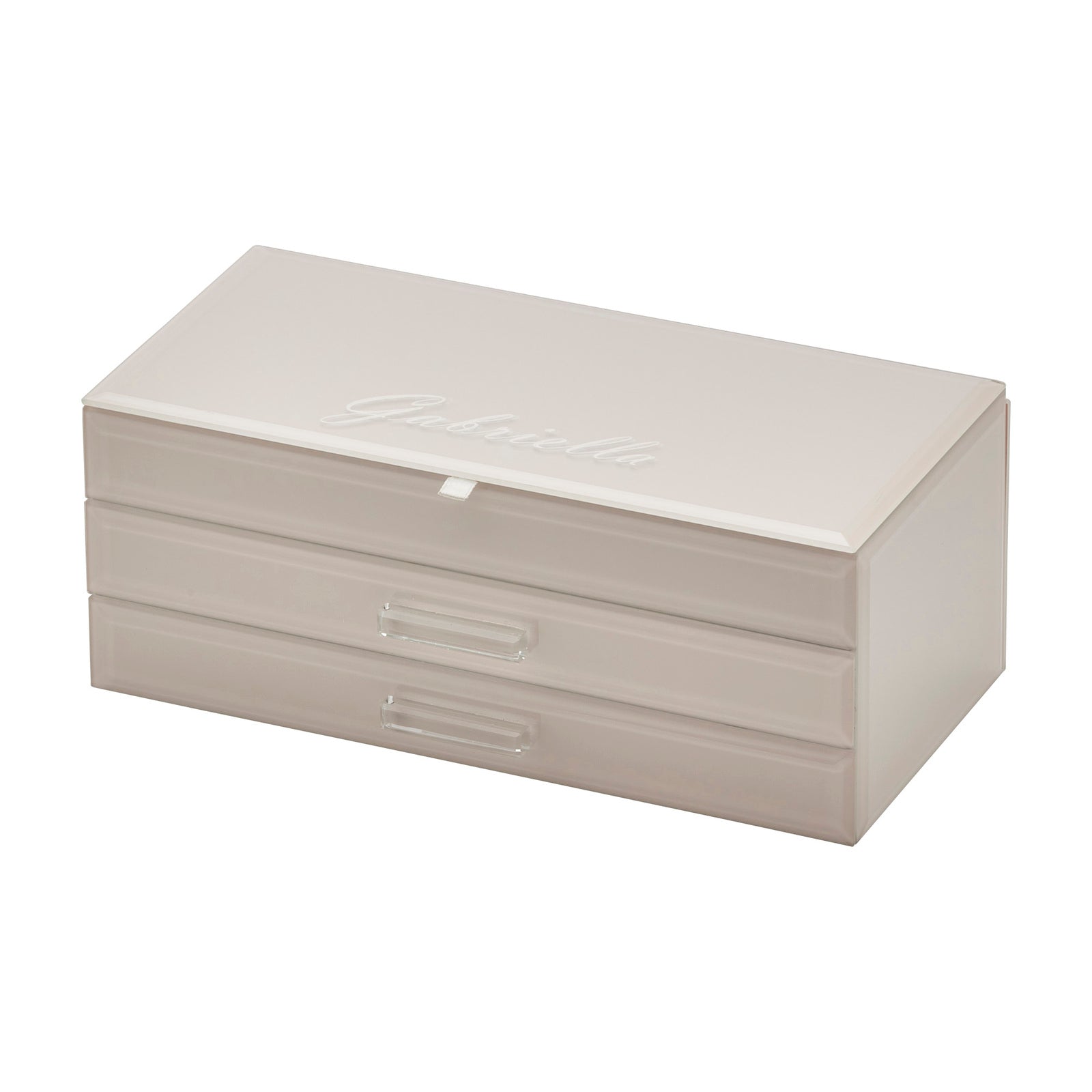 Personalised Isabella 3 Tiers Jewellery Box Large Nude